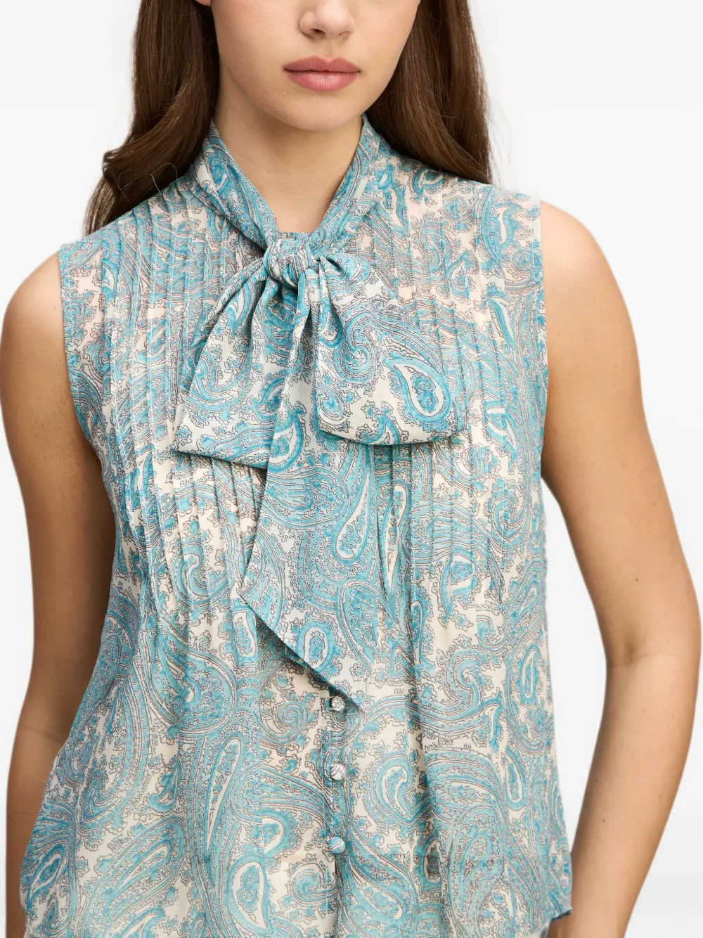 Cinq A Sept Hendrix top met paisley-print en strik Blauw