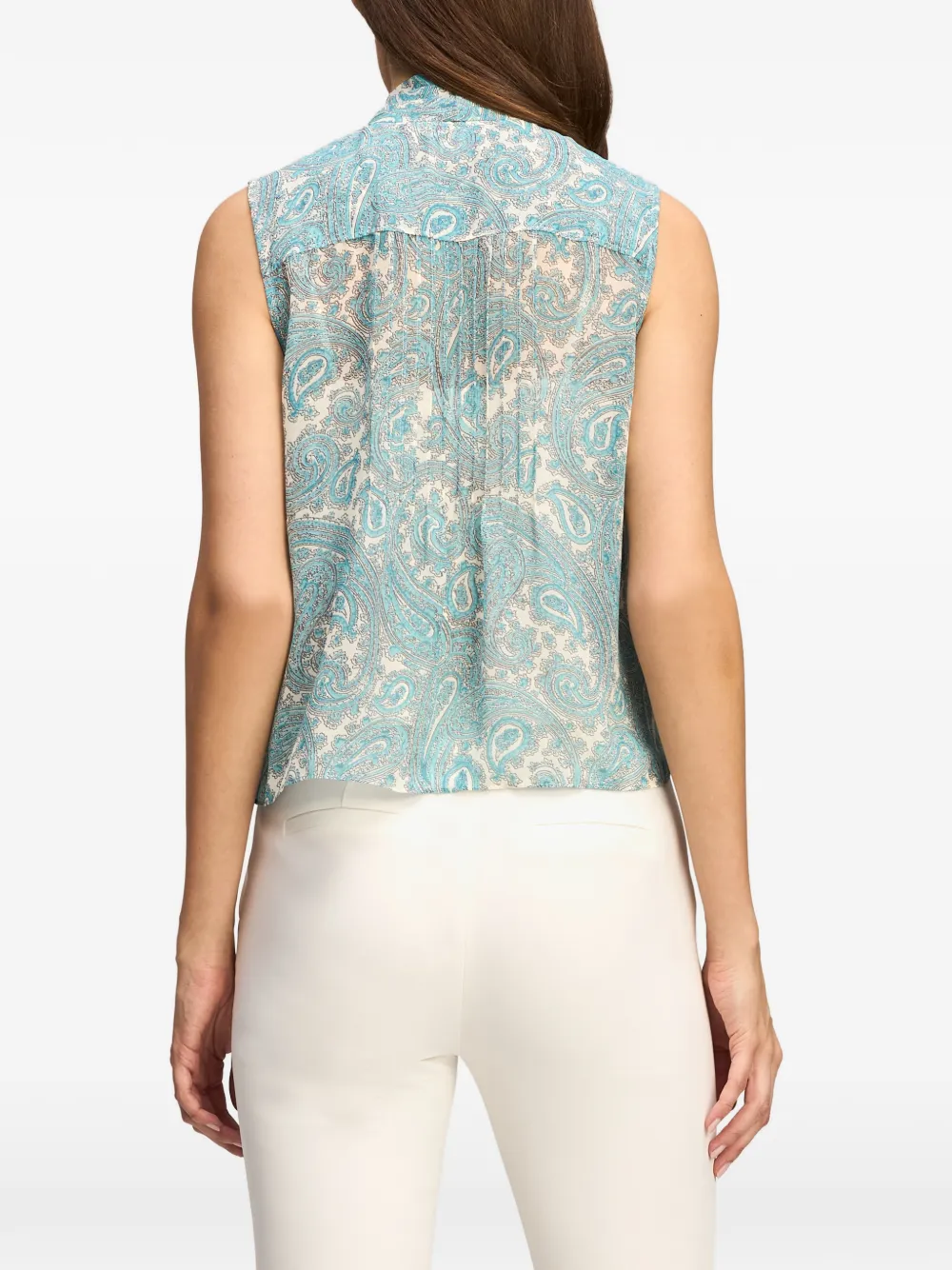 Cinq A Sept Hendrix top met paisley-print en strik Blauw