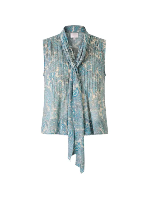 Cinq A Sept top Hendrix con estampado de cachemira y moño en el cuello