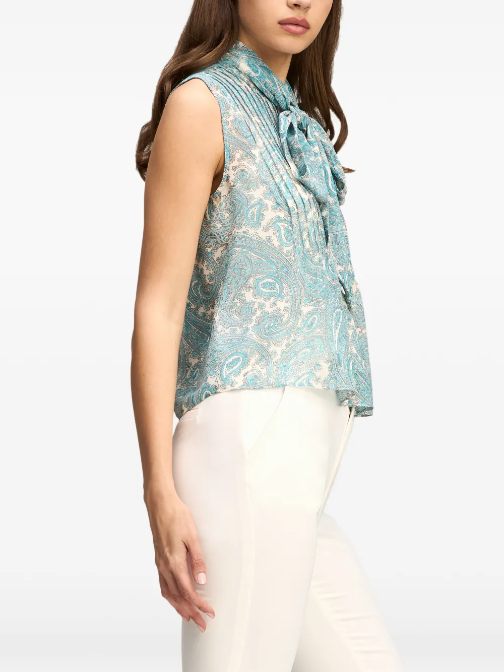 Cinq A Sept Hendrix top met paisley-print en strik Blauw