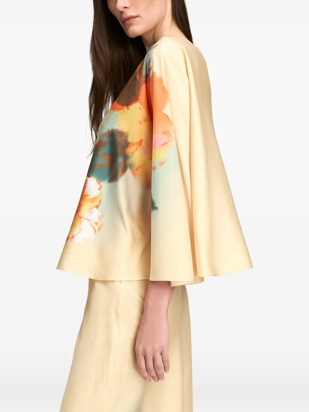Cinq A Sept Carole top met asymmetrische zoom en bloemen-print Beige