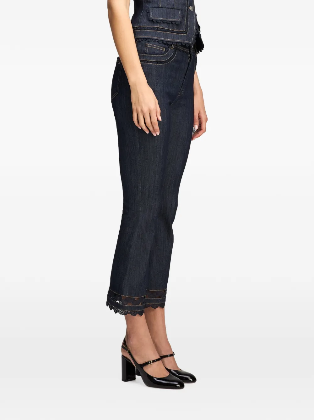 Cinq A Sept Stevie guipure jeans met kanten afwerking Blauw