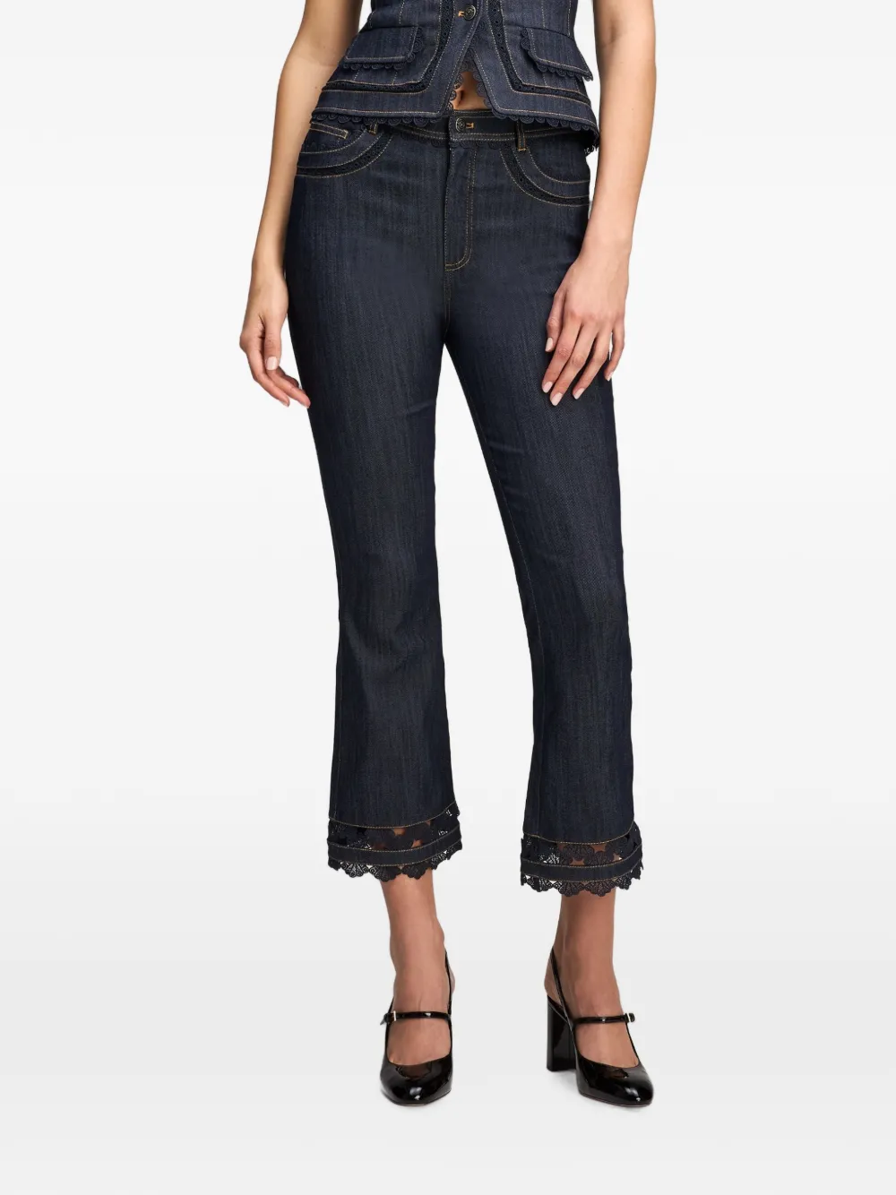 Cinq A Sept Stevie guipure jeans met kanten afwerking Blauw