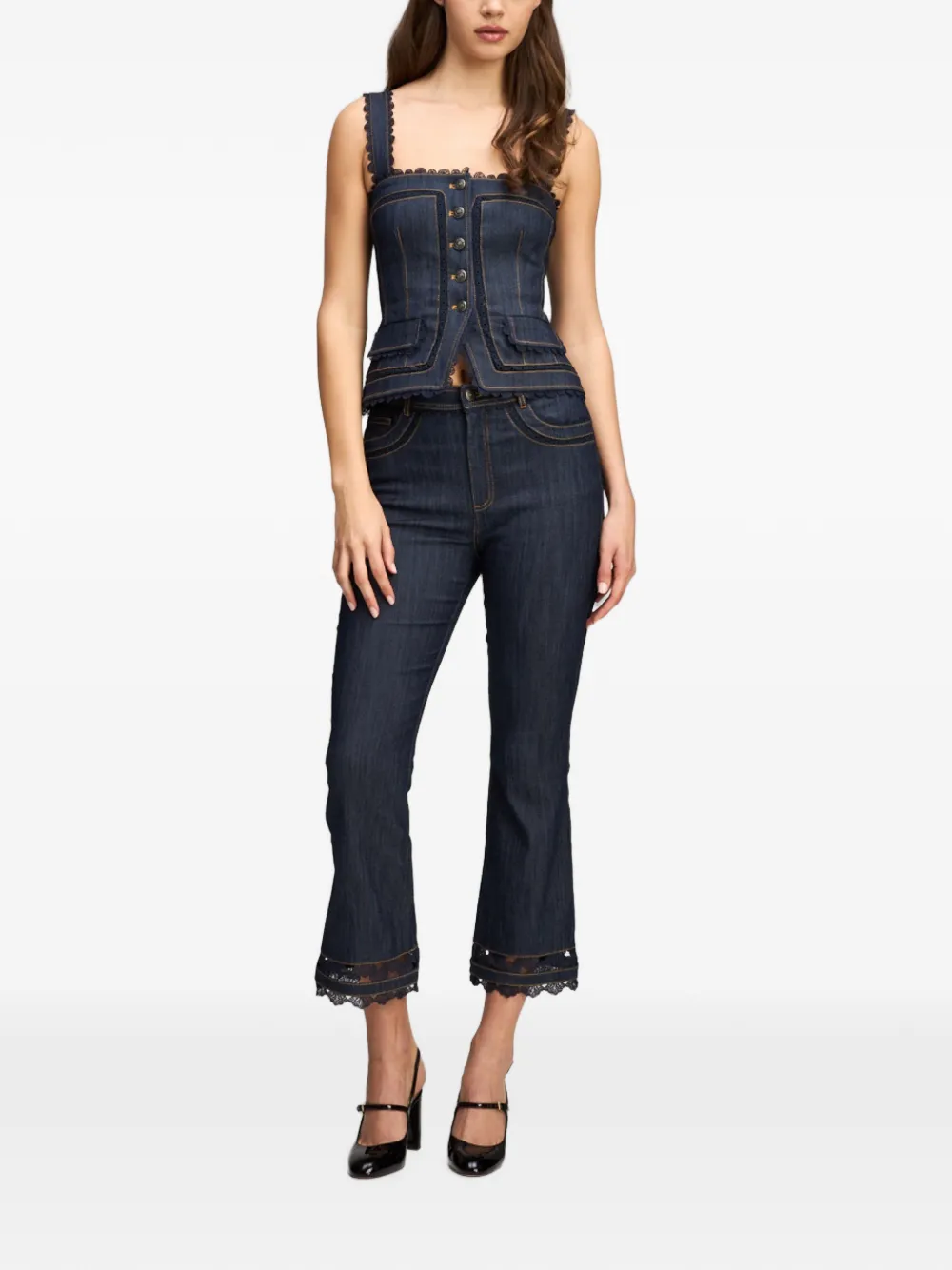 Cinq A Sept Stevie guipure jeans met kanten afwerking Blauw