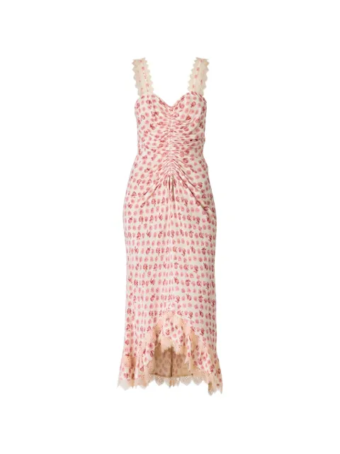Cinq A Sept Stevie lace-trim ruched maxi dress