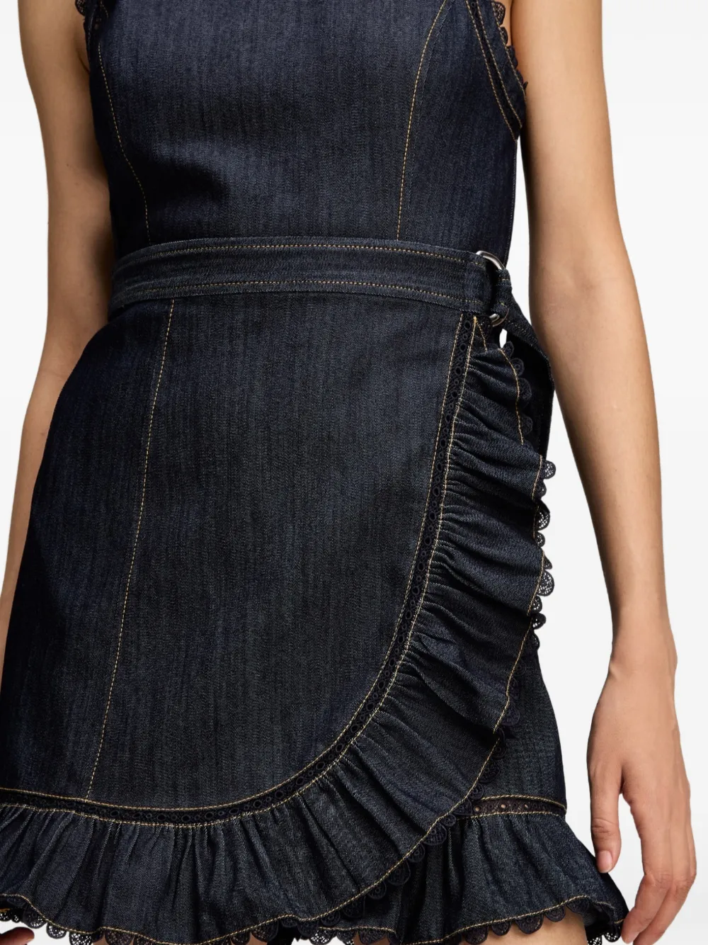Cinq A Sept Mahlia mini-jurk met kanten afwerking Blauw