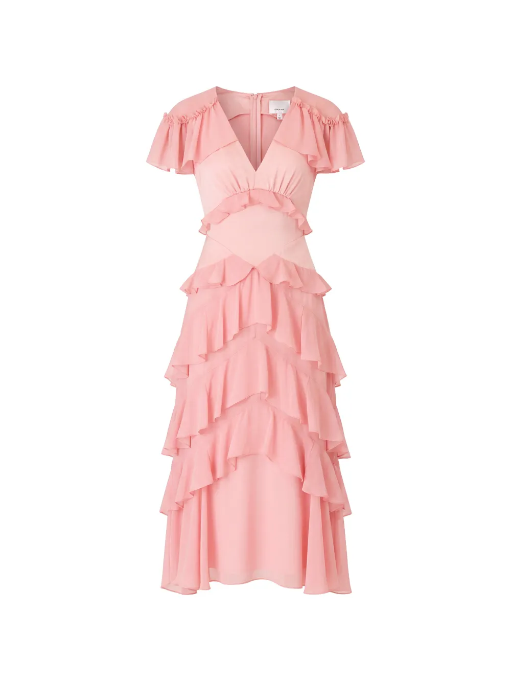 Cinq A Sept Abito midi Tatum con ruches - Rosa