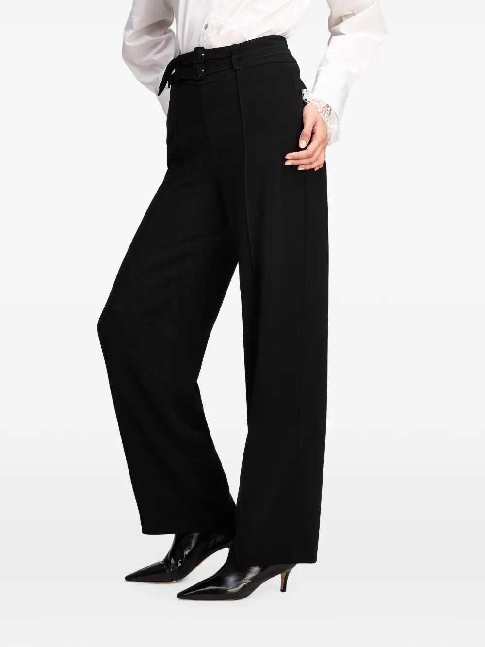 Cinq A Sept Maelor broek met dubbele ceintuur Zwart