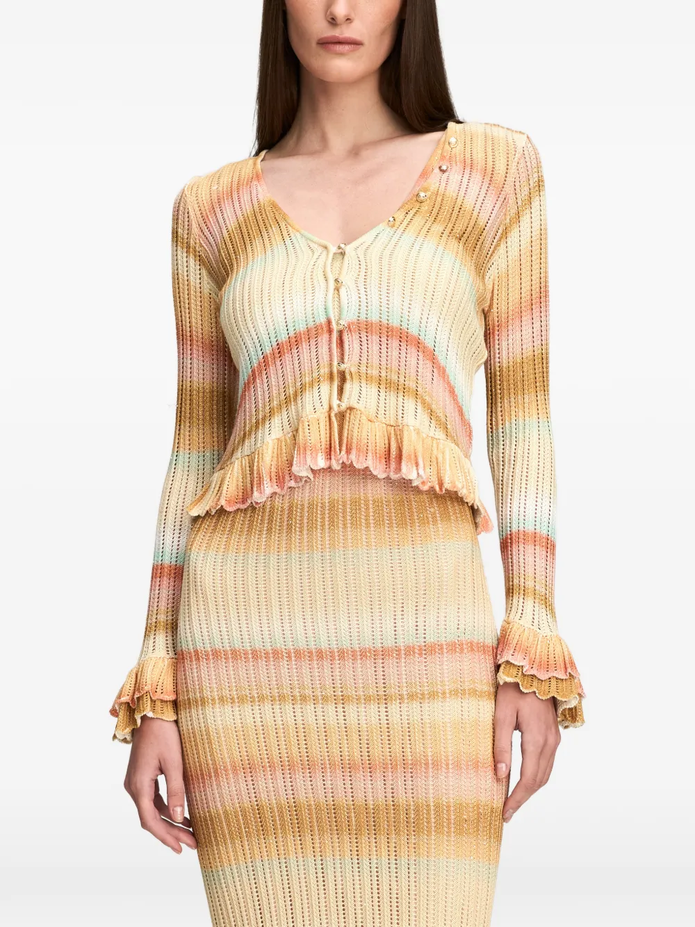 Cinq A Sept Edith vest met ruches en geverfd effect Beige