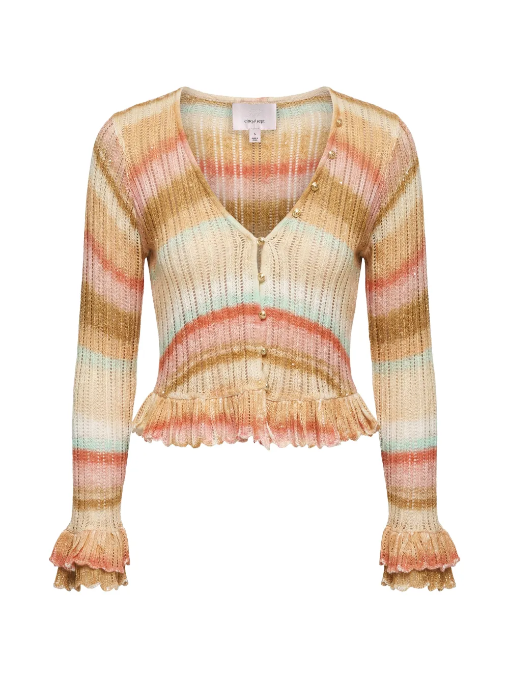 Cinq A Sept Edith ruffled space-dyed cardigan - Toni neutri