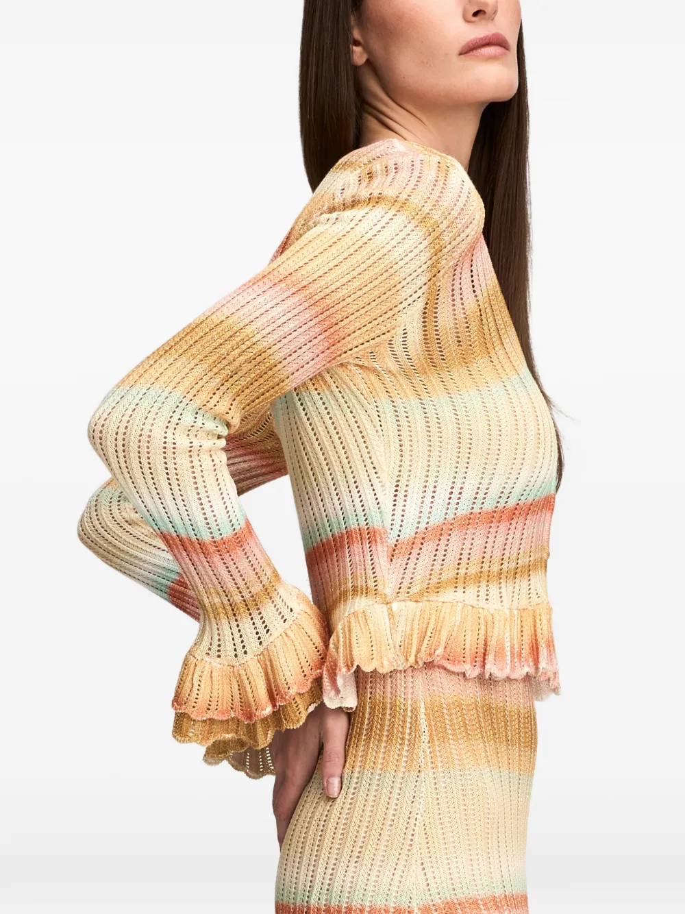 Cinq A Sept Edith vest met ruches en geverfd effect Beige