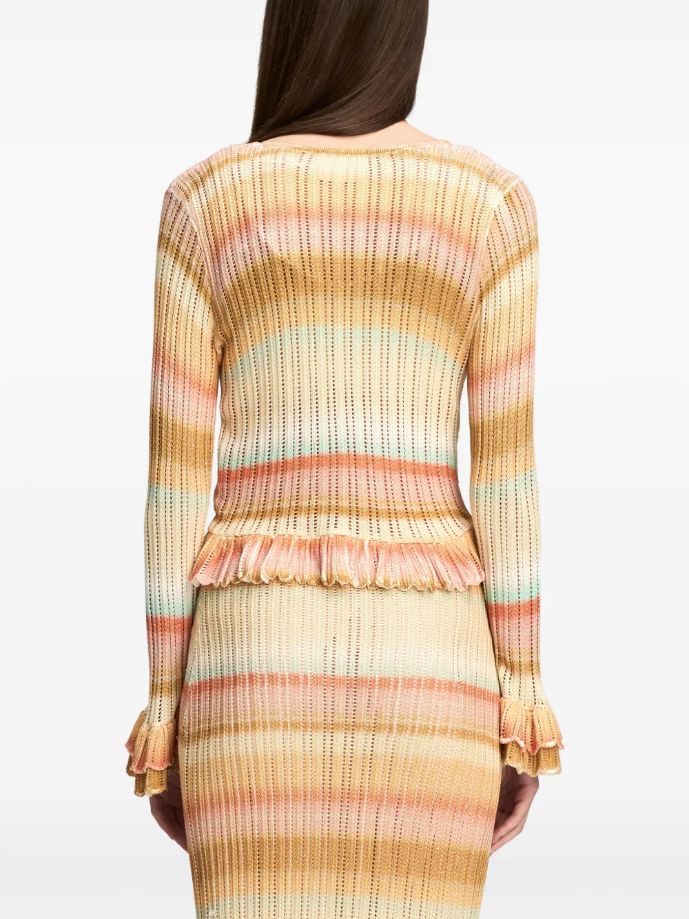 Cinq A Sept Edith vest met ruches en geverfd effect Beige