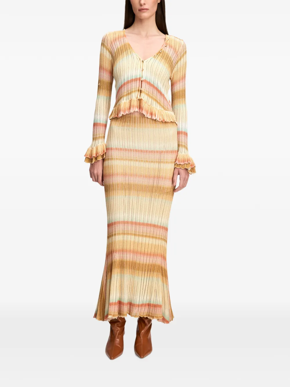 Cinq A Sept Edith vest met ruches en geverfd effect Beige