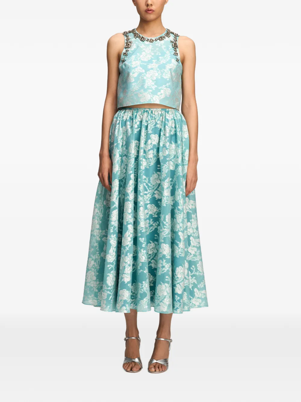 Cinq A Sept Barbara top verfraaid met kristallen en jacquard Blauw