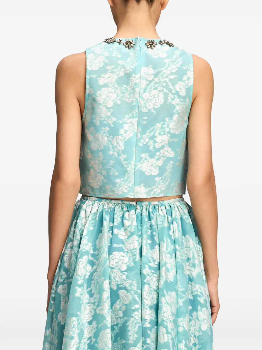 Cinq A Sept Barbara top verfraaid met kristallen en jacquard Blauw