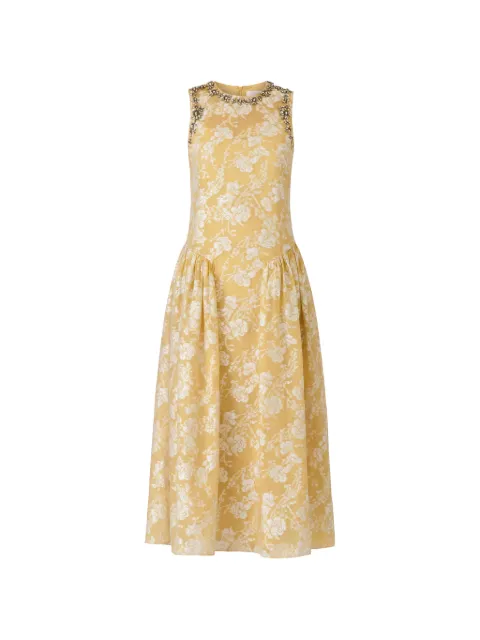 Cinq A Sept Florence floral-jacquard crystal-embellished midi dress