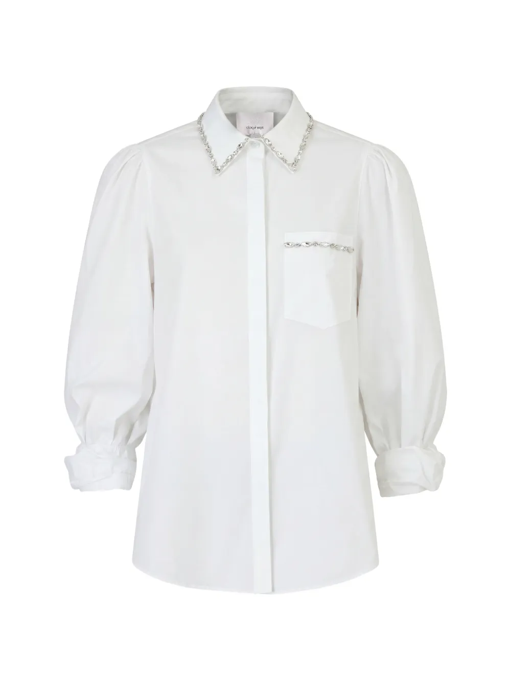 Cinq A Sept Kaitlin crystal-embellished puff-sleeve Shirt | White