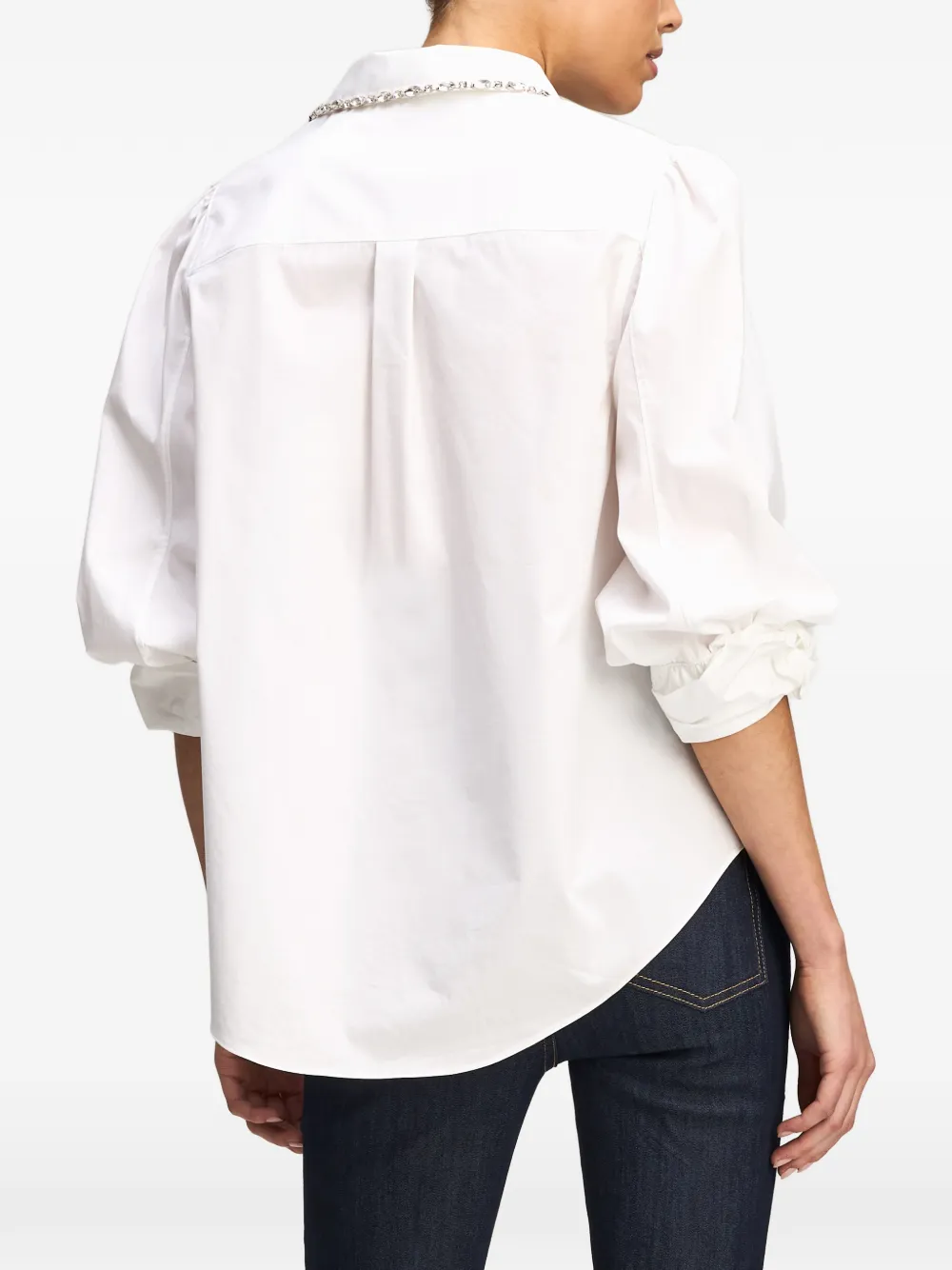 Cinq A Sept Kaitlin blouse met pofmouwen en verfraaid met kristallen Wit