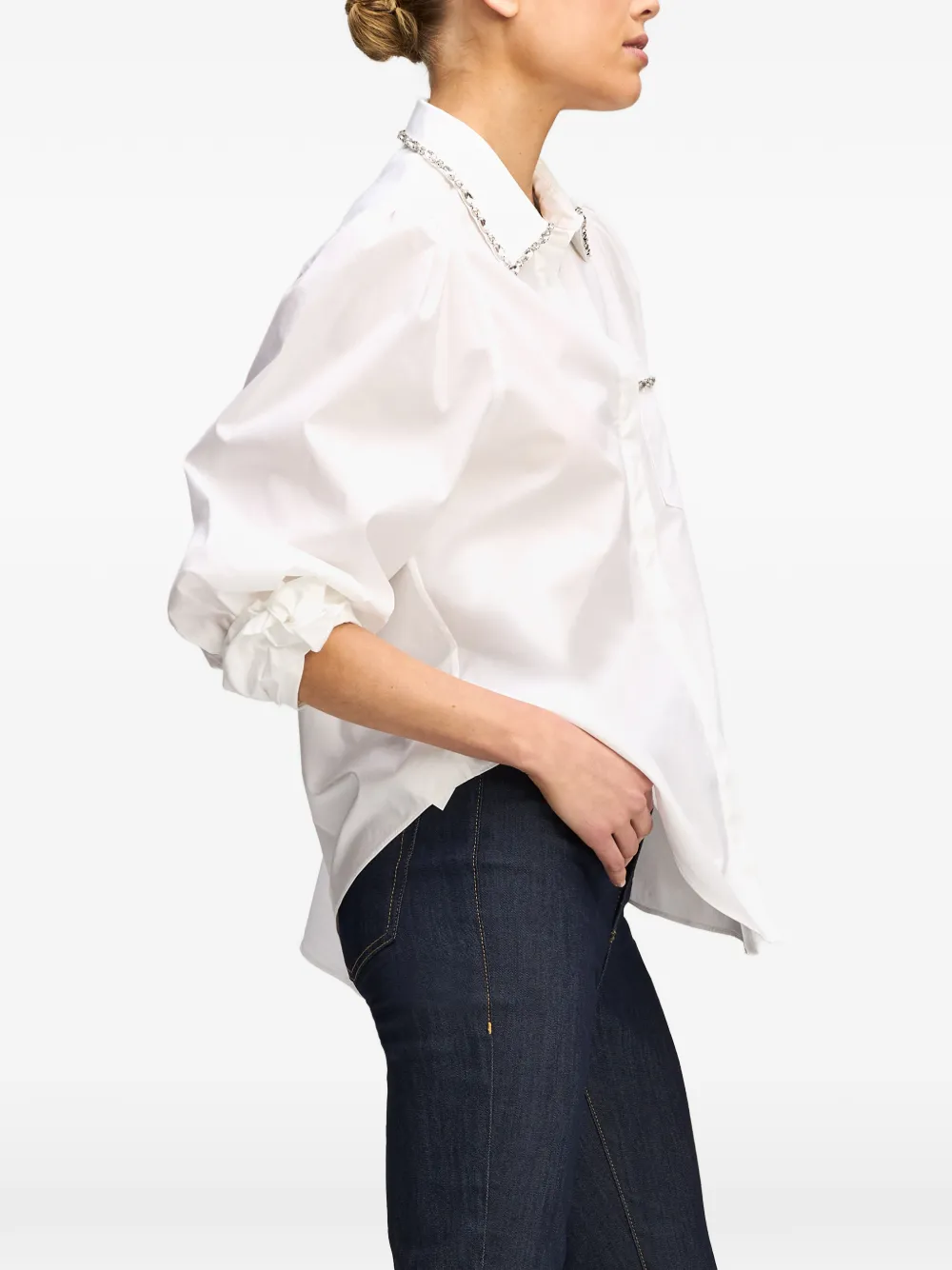 Cinq A Sept Kaitlin blouse met pofmouwen en verfraaid met kristallen Wit