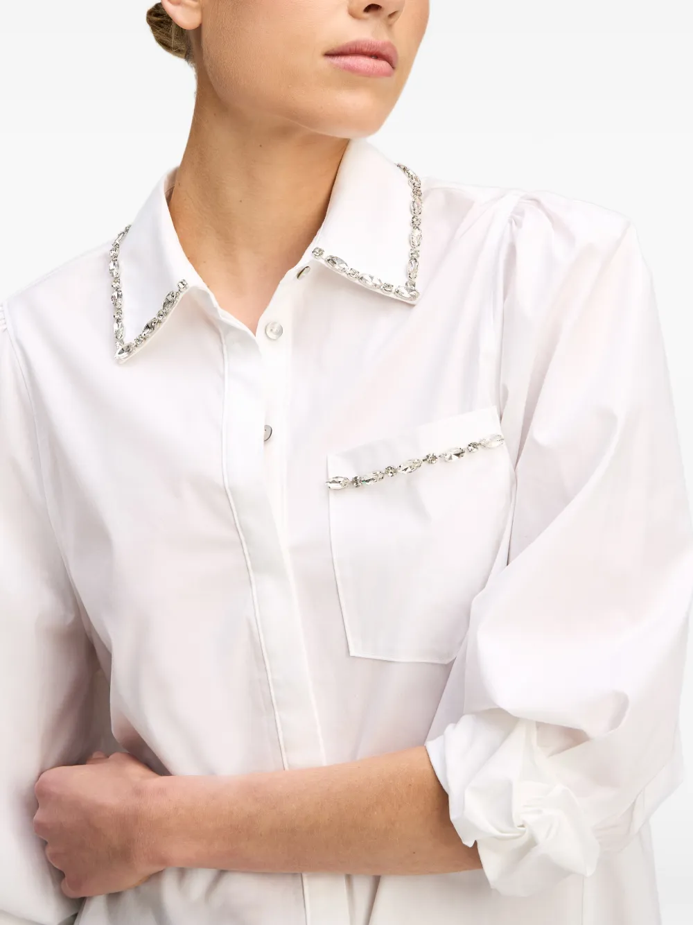 Cinq A Sept Kaitlin blouse met pofmouwen en verfraaid met kristallen Wit