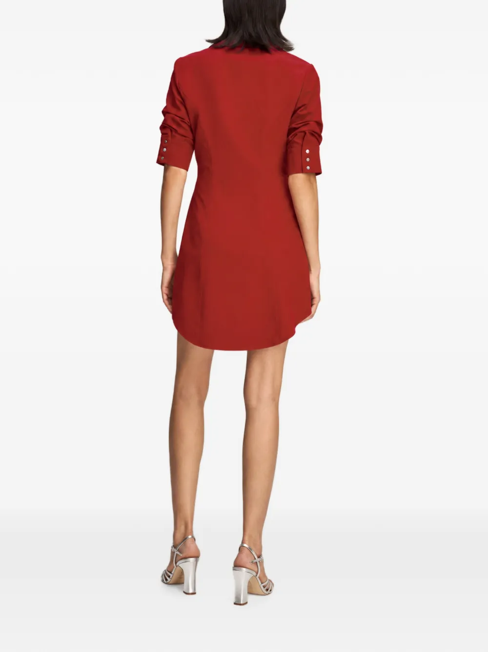 Cinq A Sept Elina button-up mini-jurk met ruches Rood