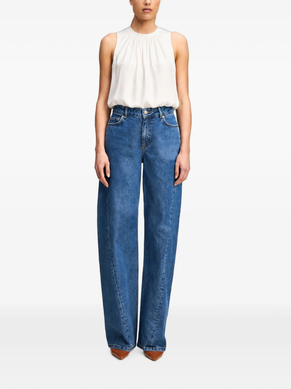 Cinq A Sept Peia mouwloze blouse met plooien Wit