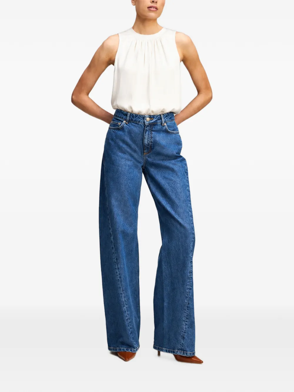 Cinq A Sept Peia mouwloze blouse met plooien Wit