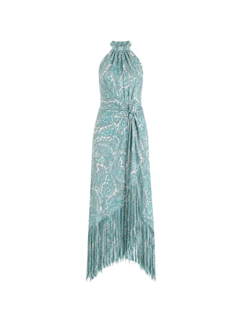 Cinq A Sept Teresa paisley fringe-trim midi dress