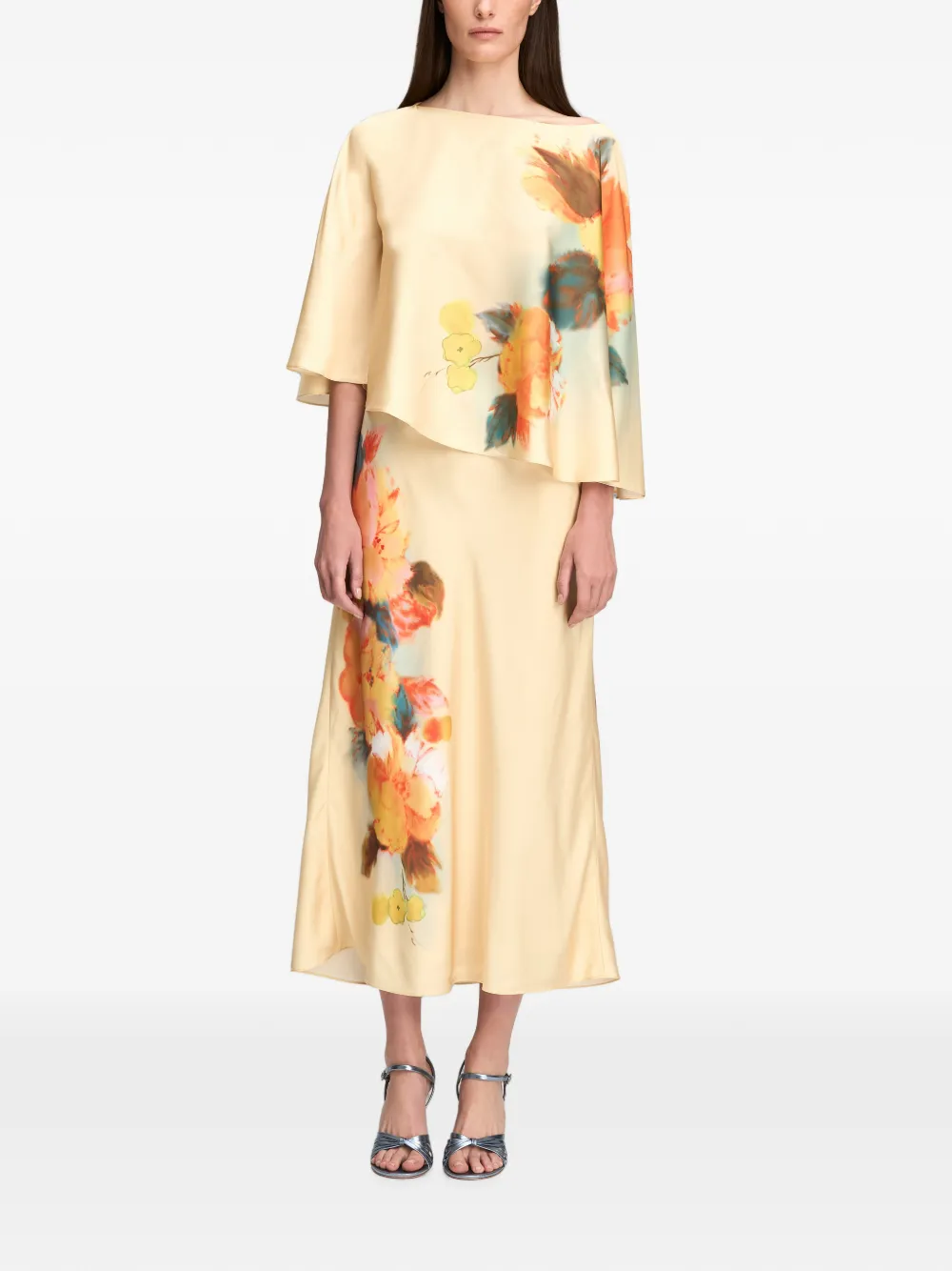 Cinq A Sept Carole midi-rok met bloemenprint Beige