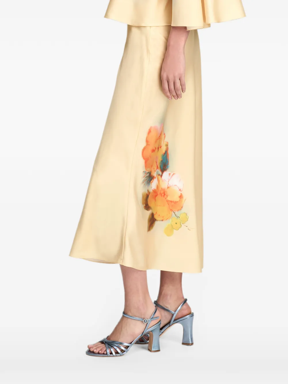 Cinq A Sept Carole midi-rok met bloemenprint Beige