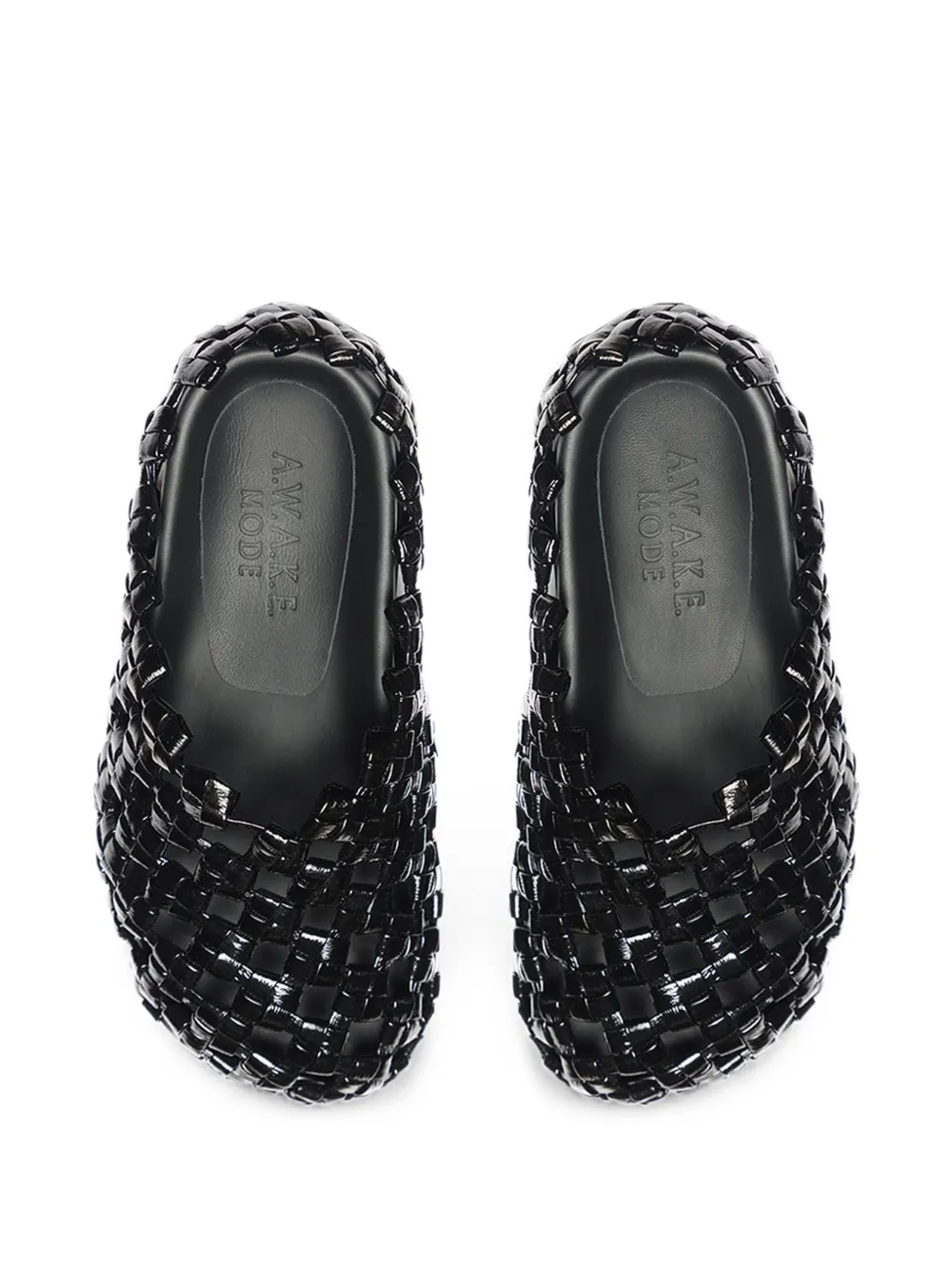 A.W.A.K.E. Mode woven leather mules Zwart