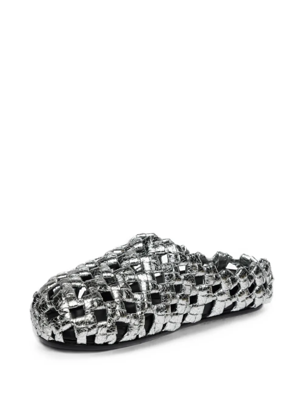 A.W.A.K.E. Mode woven leather mules Zilver