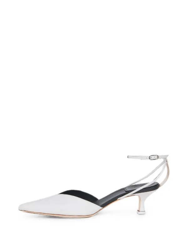 A.W.A.K.E. Mode Dina Buckled Ankle-strap Mules in White