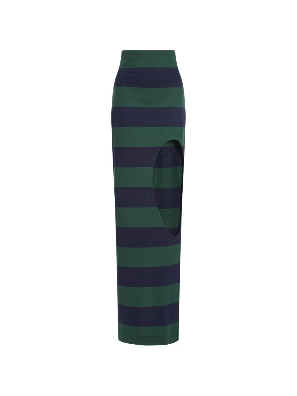 A.W.A.K.E. Mode striped cut-out asymmetric skirt