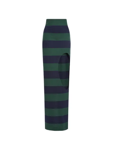 A.W.A.K.E. Mode striped cut-out asymmetric skirt