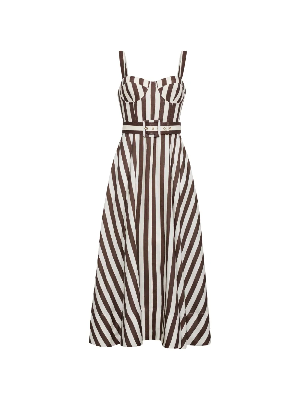 Cara Cara Gestreiftes Calypso Midikleid - Braun
