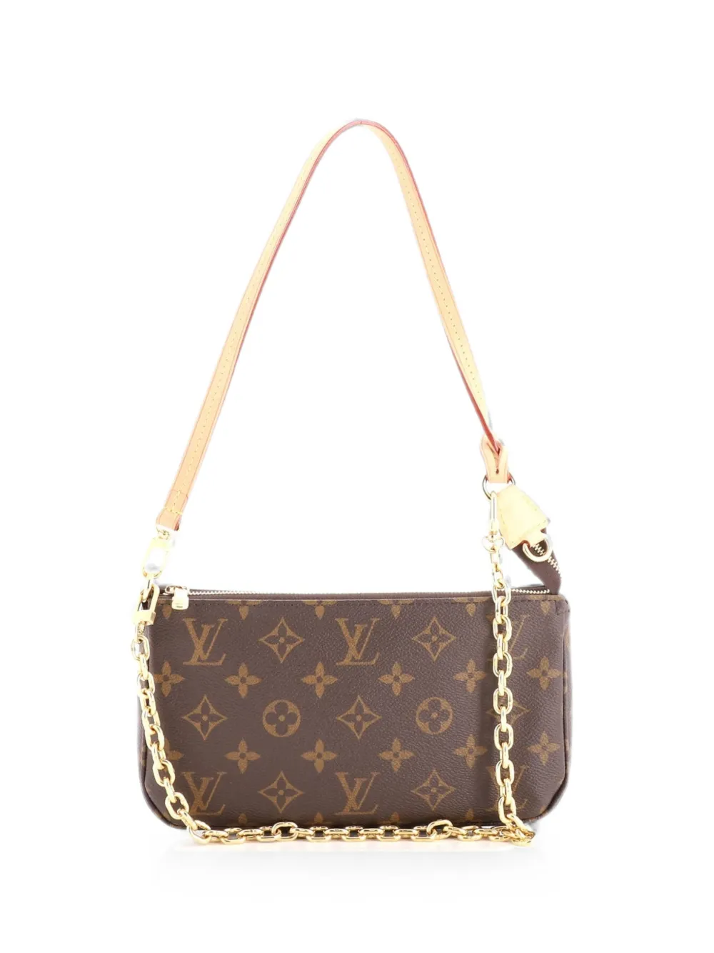 Pre-owned Louis Vuitton Chain Pochette Accessoires Nm Monogram Canvas Shoulder Bag In Brown