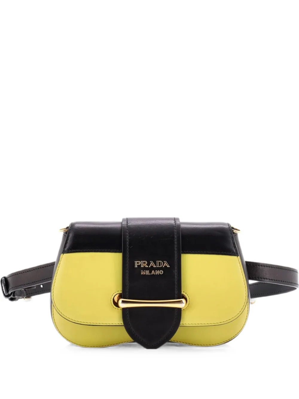 Pre-owned Prada Sidonie City Calf Belt Bag In Yellow