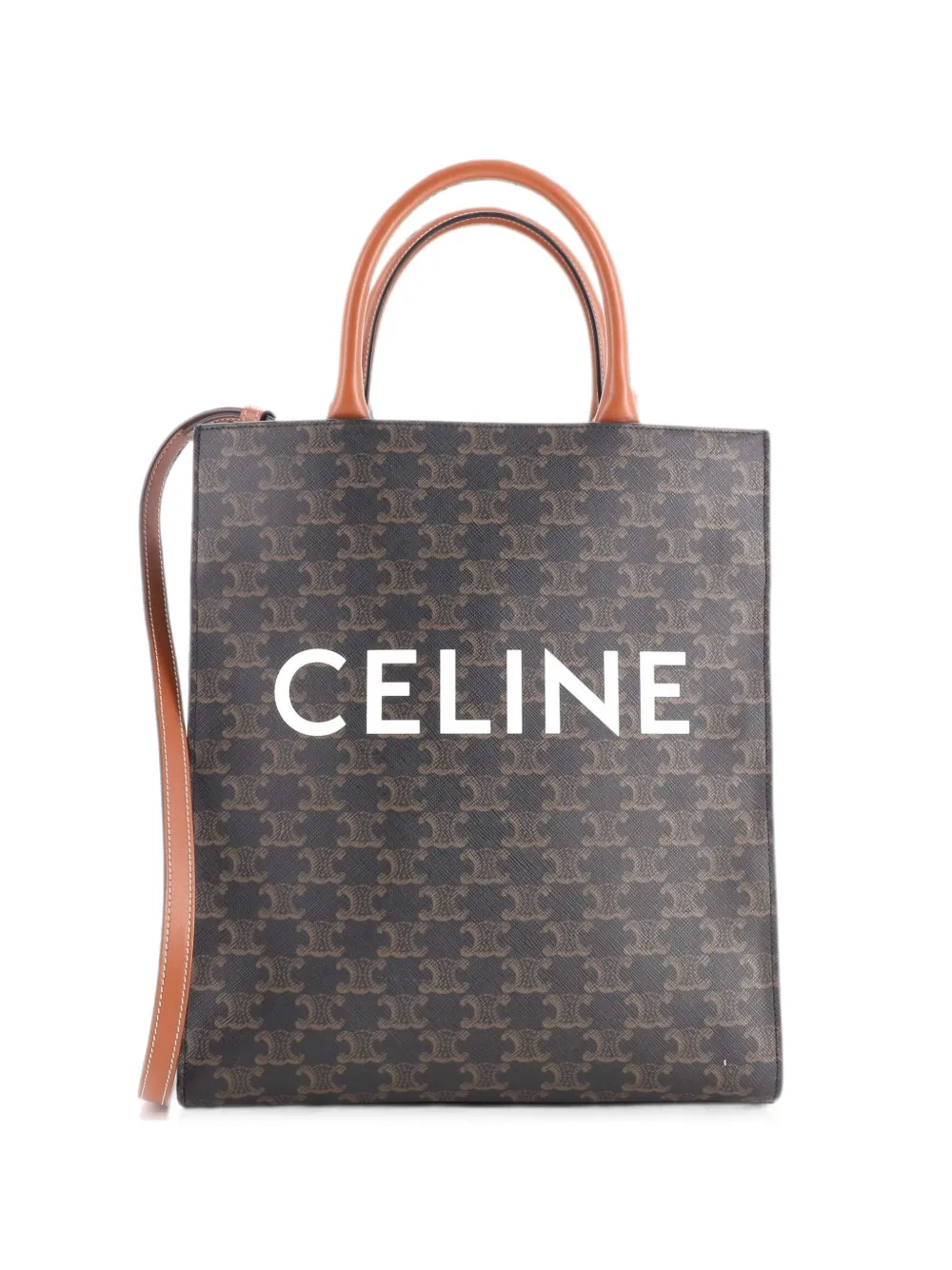 Celine Pre-Owned Vertical Cabas Triomphe Coated Canvas Small tote bag - Brown