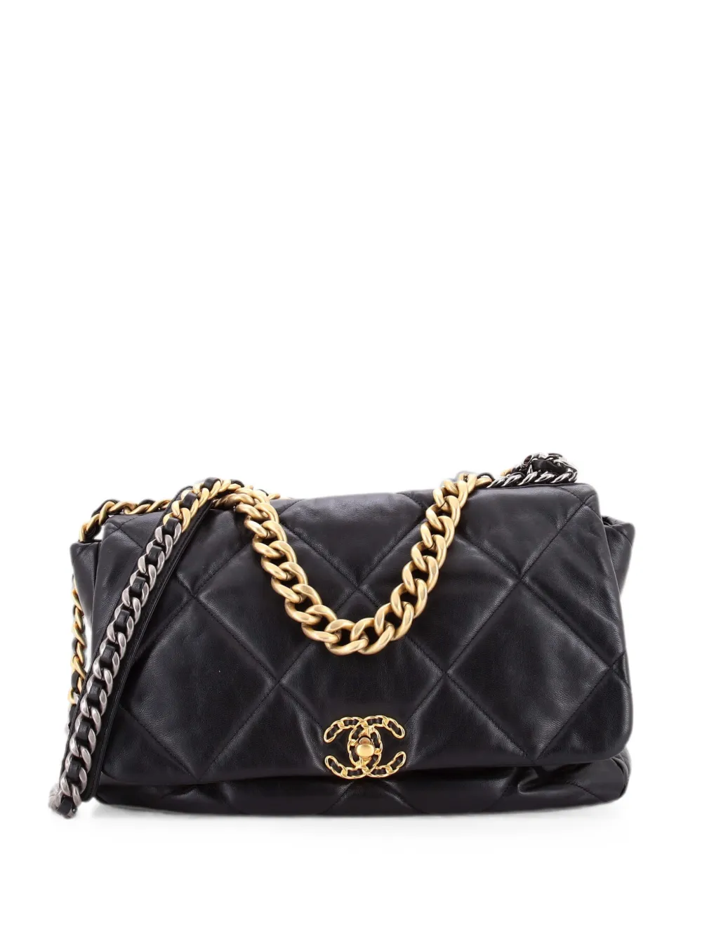 CHANEL Pre-Owned 19 Flap Bag Quilted Leather Maxi crossbody bag - Black