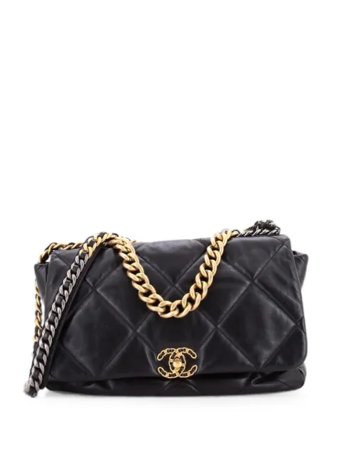 CHANEL Pre-Owned 19 Flap Bag Quilted Leather Maxi crossbodytas
