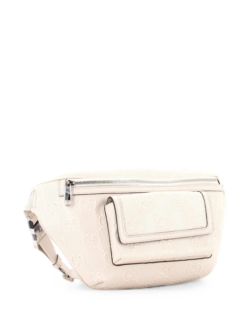 Gucci Pre-Owned Marsupio GG goffrato in pelle traforata con tasca frontale - Bianco