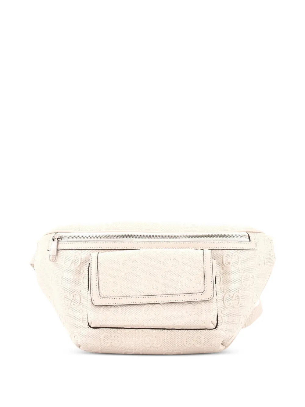Gucci Pre-Owned Marsupio GG goffrato in pelle traforata con tasca frontale - Bianco