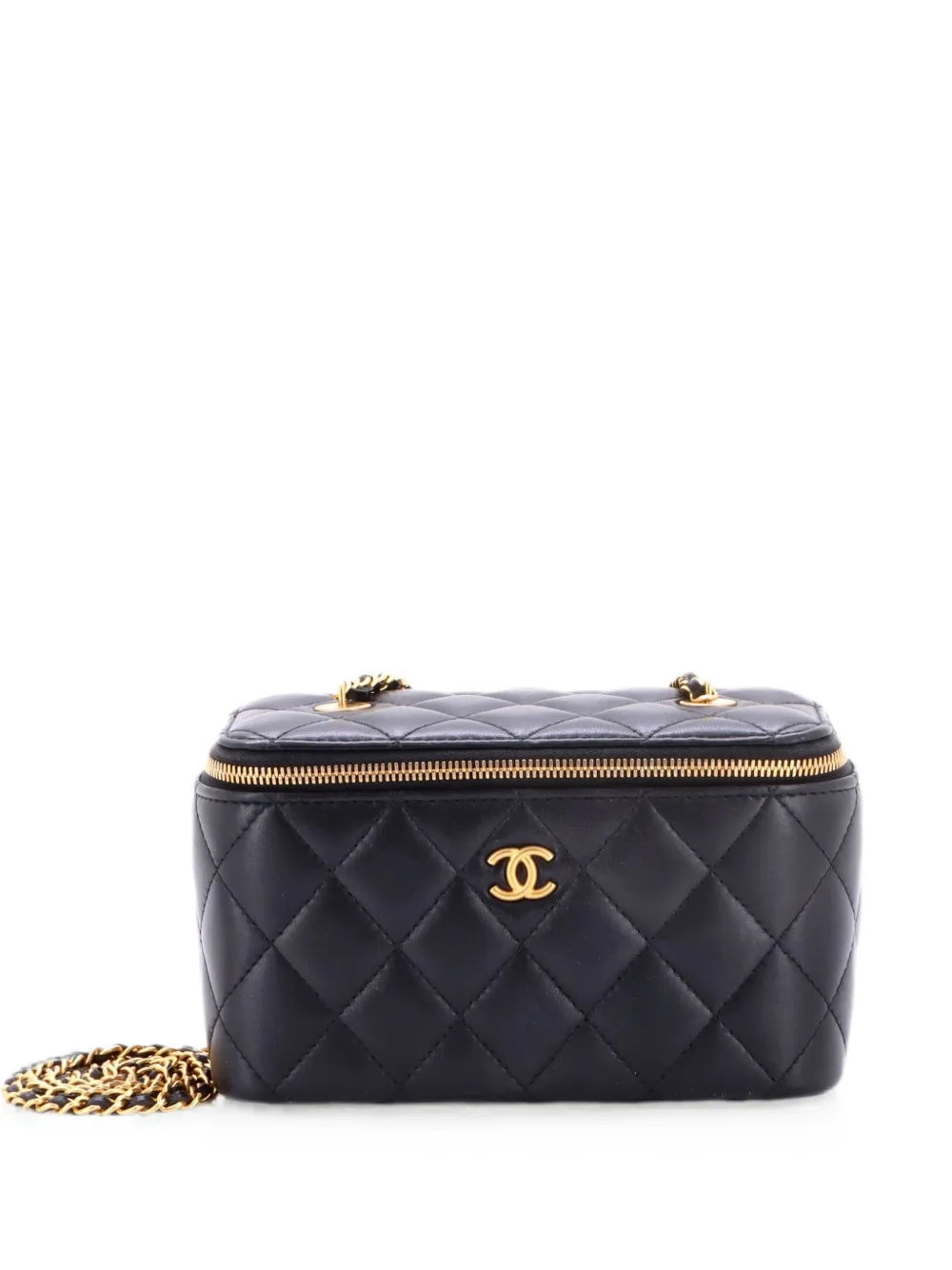 CHANEL Pre-Owned Borsa a tracolla Coco de Toi Vanity Case piccola in pelle di agnello trapuntata con catena - Nero