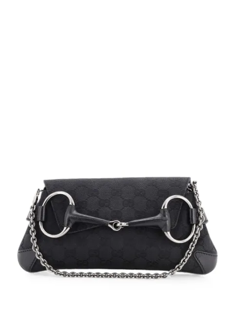 Gucci Pre-Owned Mittelgroße Horsebit Chain Clutch aus GG Canvas mit Leder