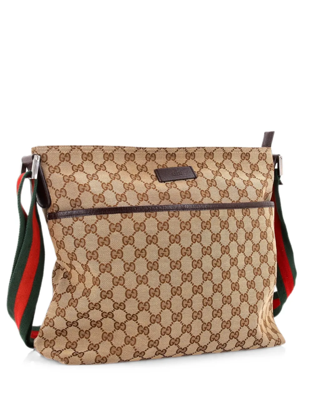 Gucci Pre-Owned Mittelgroße Web Kuriertasche aus GG-Canvas - Braun
