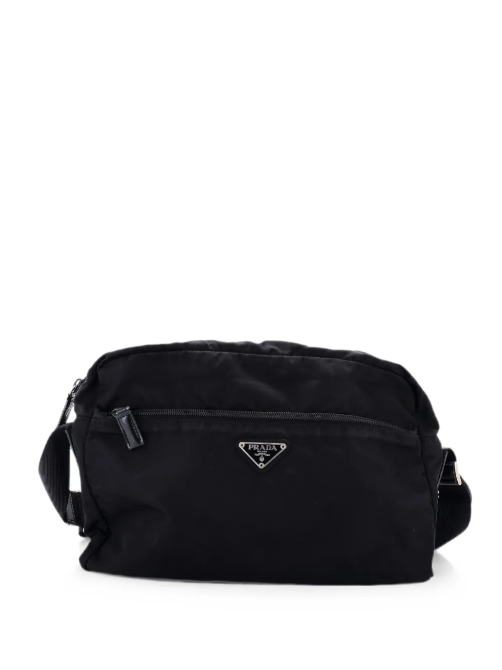 Prada Pre-Owned Mittelgroße Tessuto Umhängetasche mit Vordertasche - Schwarz