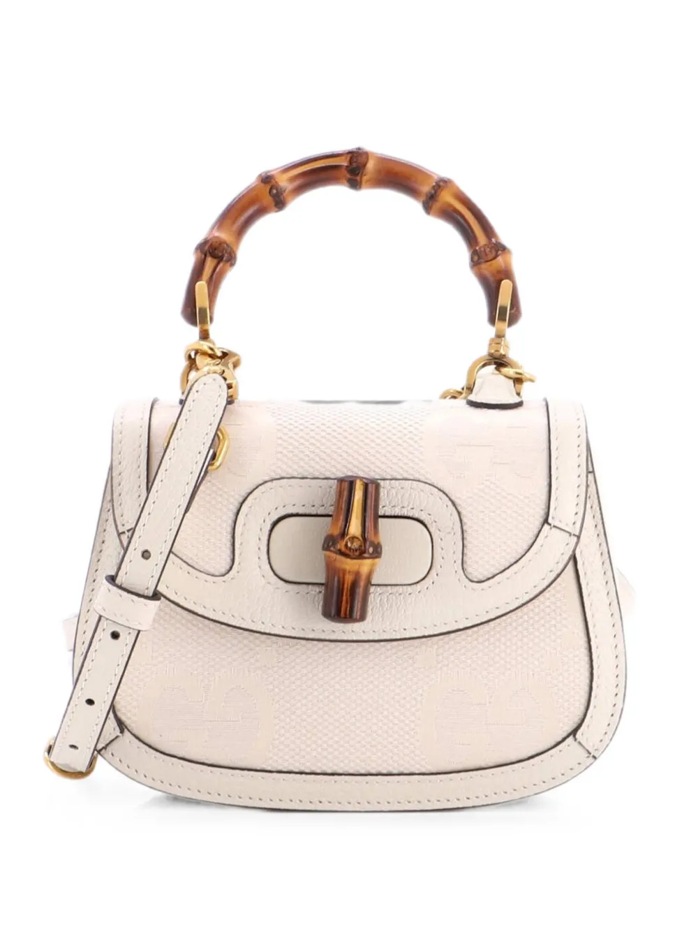 Gucci Pre-Owned Bamboo 1947 Top Handle Bag Jumbo GG Canvas Mini crossbody bag - Weiß