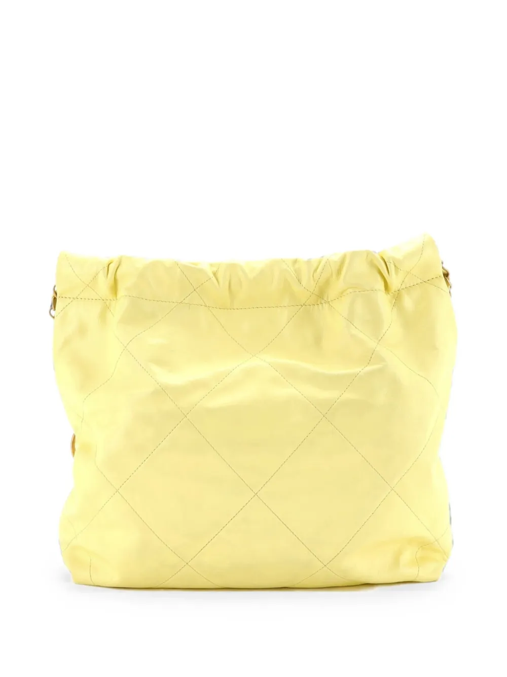 Pre-owned Chanel 22 Chain Quilted Calfskin Small Hobo Bag In Yellow
