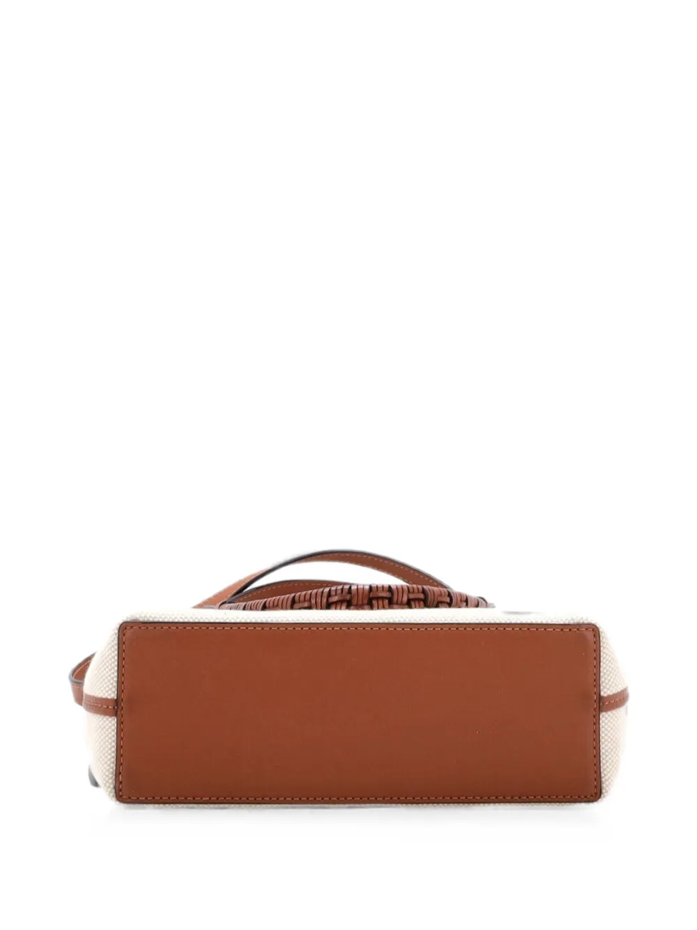 Pre-owned Loewe Anagram Square Basket Tote Canvas Mini Shoulder Bag In Neutrals